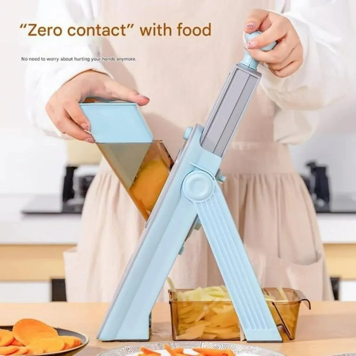 Adjustable Mandoline Slicer, Vegetable Cutter for Slicing, Shredding and Dicing, Removable Plastic Design for Potatoes and More - product view 6