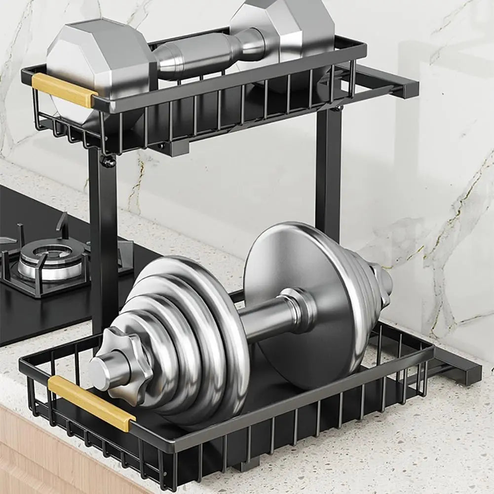 2-Tier Under Sink Organizer, L-Shaped Sliding Basket, 5-Level Adjustable Height for Kitchen and Bathroom Cabinets - product view 6