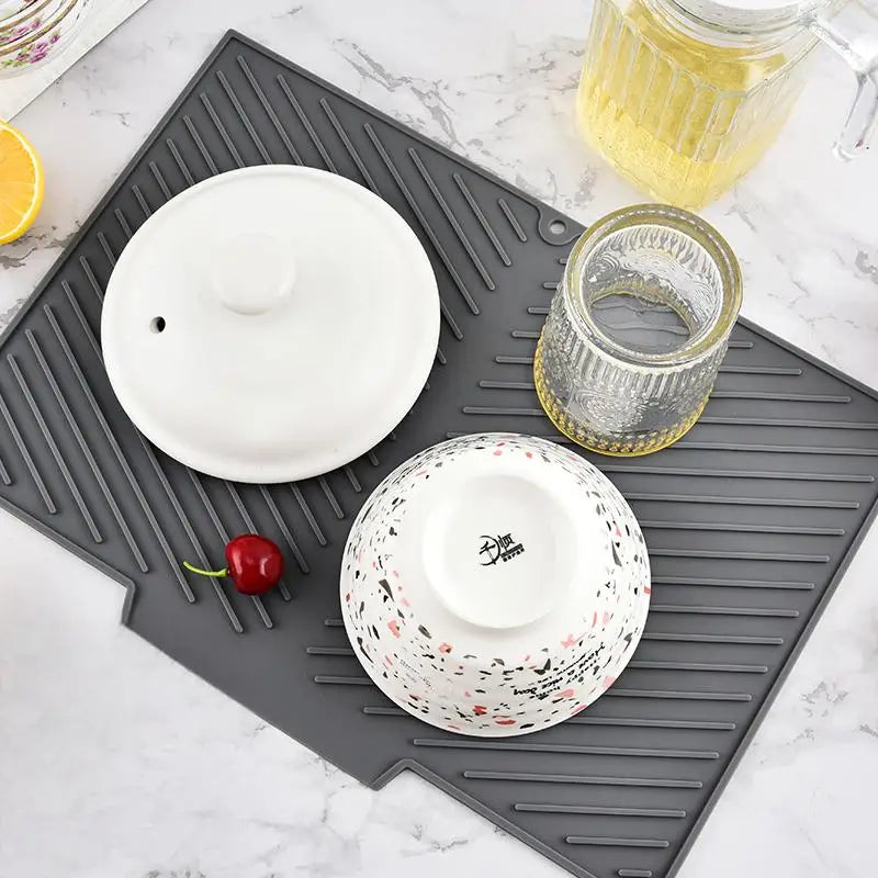 Silicone Dish Drying Mat, Rectangle Non-Slip Anti-Scald Kitchen Pad for Pots and Dishes, 3 Sizes and 4 Colors - product view 6