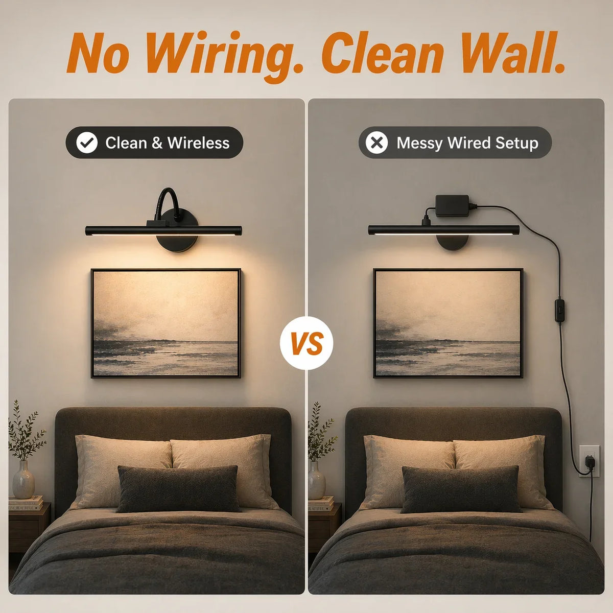 Rechargeable LED Picture Light, Dimmable Aluminum Wall Lamp, Self-Contained Design for Daily Lighting - product view 6