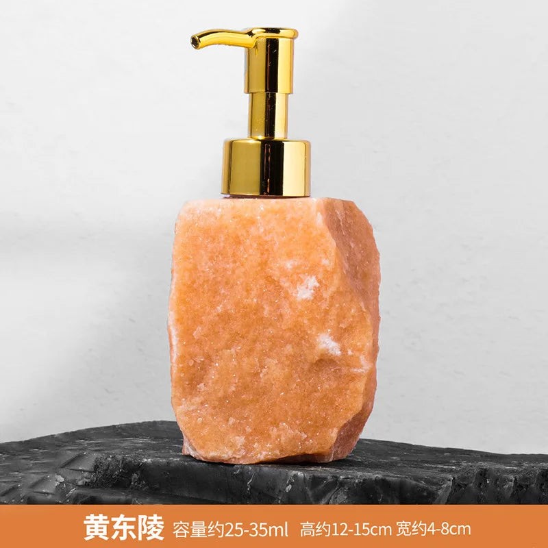Natural Crystal Stone Soap Dispenser, Gold Pump, Rose Quartz, Clear Quartz, Tiger Eye and 5 More Options for Home or Travel - product view 6
