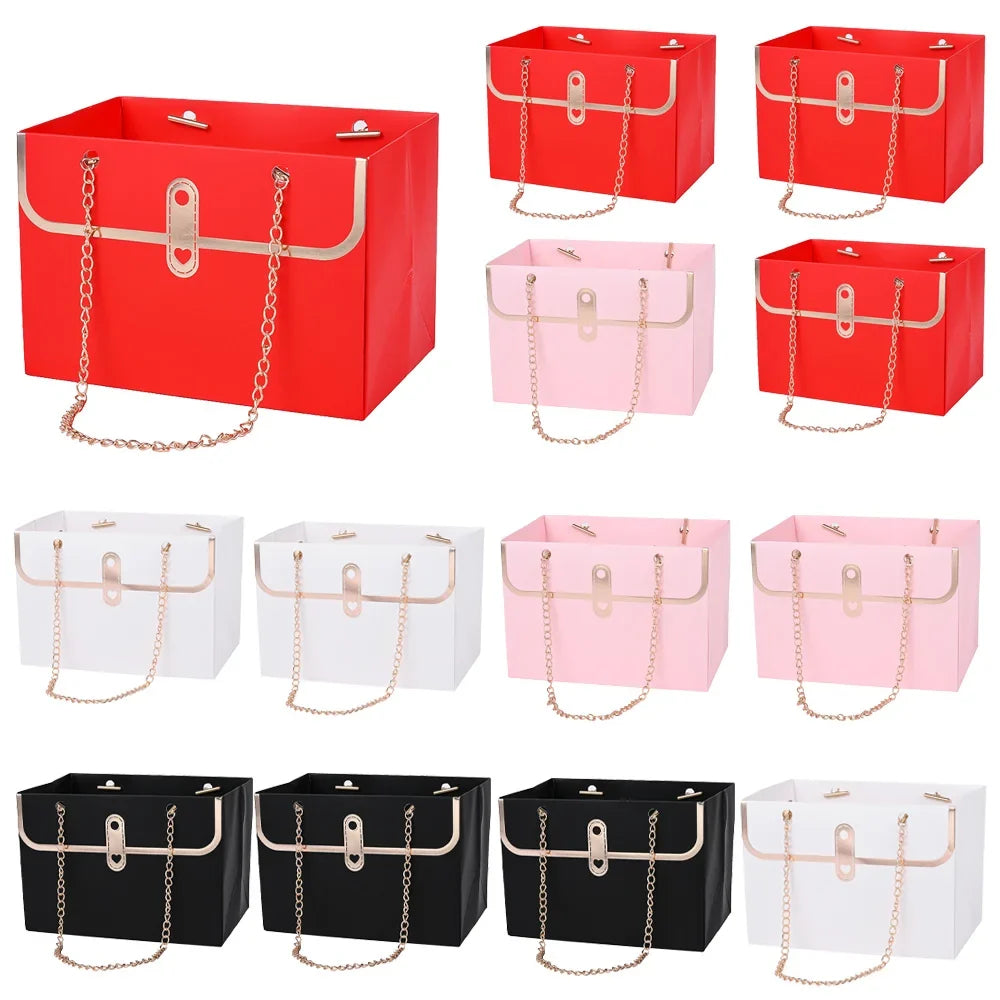 Paper Gift Box Tote Bags, 4-Piece Bouquet Packaging, 15 x 10.5 x 10 cm, Multiple Colors for Weddings and Birthdays - product view 6
