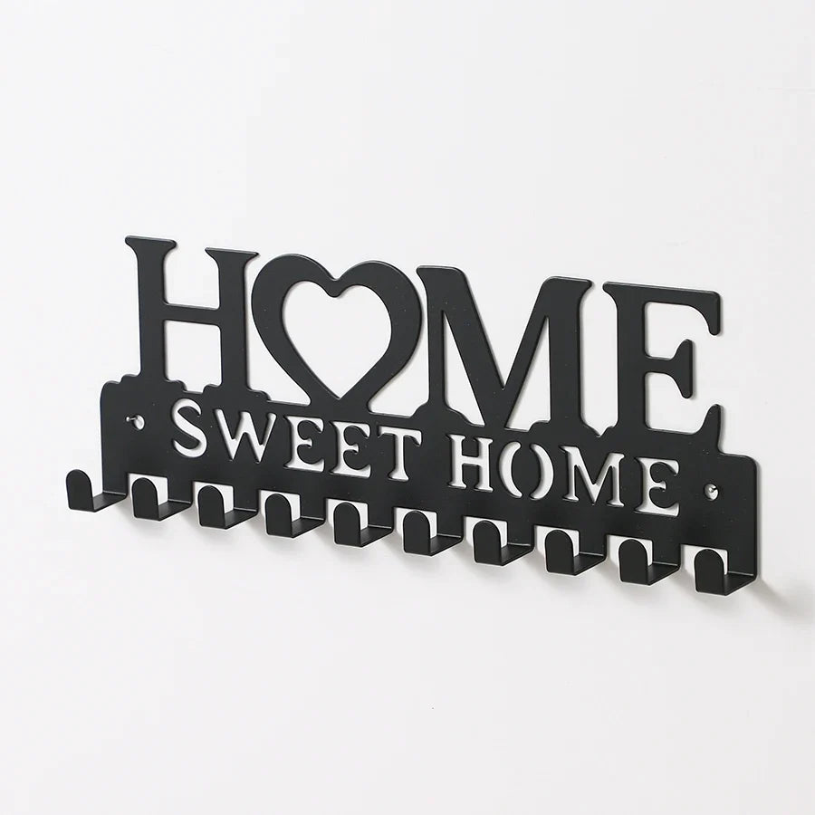 Black Iron Wall-Mounted Key Holder, Decorative Coat and Hat Hook Rack for Entryway, Hallway and Home Décor - product view 4