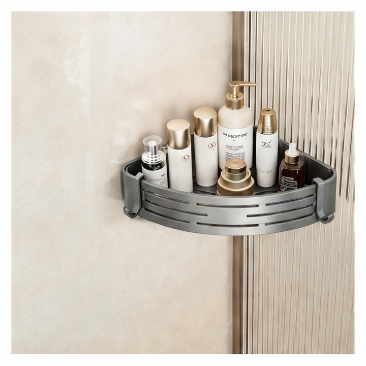 JupiGlow Corner Shower Shelf, No-Drill Self-Adhesive Plastic Wall Mount Caddy, Hollow Drainage Base, 1/2/3-Tier Options