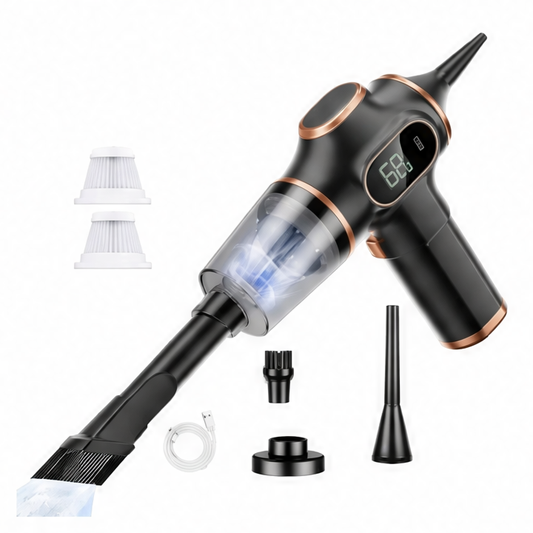 JupiGlow Portable Handheld Vacuum Cleaner, Wireless Dry Cleaning, Li-ion Battery, ABS Body, Black or Blue for Car, Sofa and Carpet