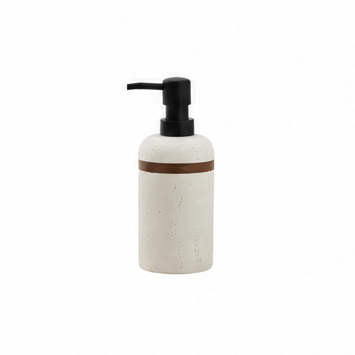 JupiGlow Bamboo Soap Dispenser, Textured Minimalist Bathroom Countertop Bottle, 19.5 x 7.5 cm, White or Yellow