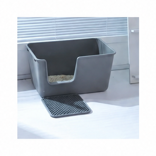 JupiGlow Double-Layer Cat Litter Mat, Washable Splashproof Litter-Trapping Floor Mat in Grey or White, S to XL