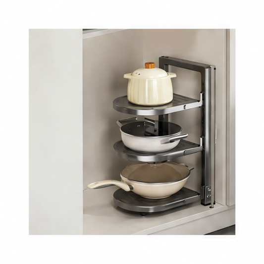 JupiGlow Adjustable Cabinet Shelf, Stainless Steel Multi-Tier Pot Rack Organizer, 2, 3 or 4 Layers for Countertop and Under-Sink Storage