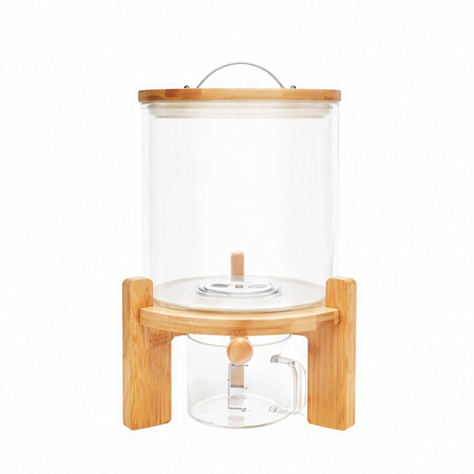 JupiGlow 5L Airtight Cereal Container with Measuring Cup, Clear Grain Dispenser with Manual Flow Valve for Rice, Flour and Pet Food