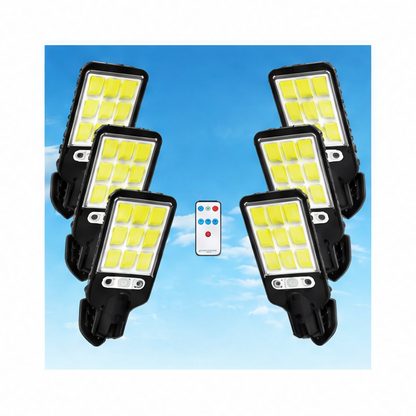 JupiGlow Solar Outdoor LED Wall Lamp, Remote Control, 3 Light Modes and Motion Sensing for Courtyard, Garden, Terrace and Garage