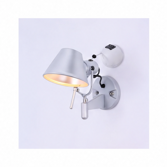 JupiGlow Folding Swing Arm Wall Sconce, E27 Bulb Included, AC Powered Aluminum and Iron Lamp with Wall or Clip-On Mount