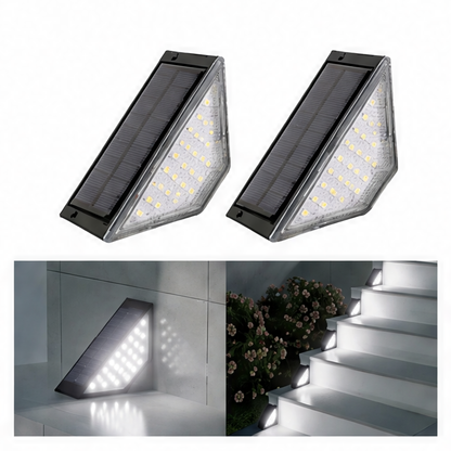 JupiGlow Solar LED Step Lights, Automatic 24-LED Outdoor Garden Lamps, ABS Deck and Fence Lighting, White or Warm Light, 2 or 4 Pack