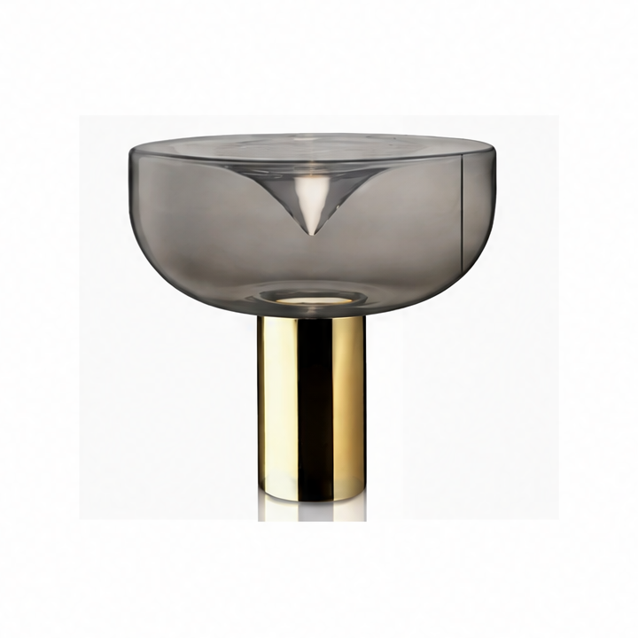 JupiGlow Ribbed Glass Table Lamp, AC 220 V, Bulb Included, Decorative Bedside Light with Gold, Black or Chrome Hardware