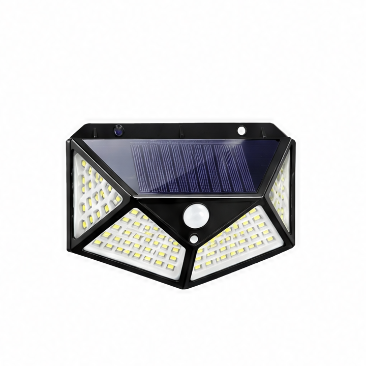 JupiGlow 100-LED Solar Fence Light, PIR Motion Sensor, 270° Wide Illumination, IP65 Waterproof, 3 Lighting Modes for Garden and Patio
