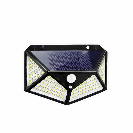 JupiGlow 100-LED Solar Fence Light, PIR Motion Sensor, 270° Wide Illumination, IP65 Waterproof, 3 Lighting Modes for Garden and Patio