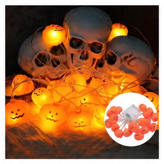 JupiGlow Halloween Pumpkin String Lights, Warm White 3D LED Lanterns, Battery Operated, IP44 Indoor Outdoor Decor