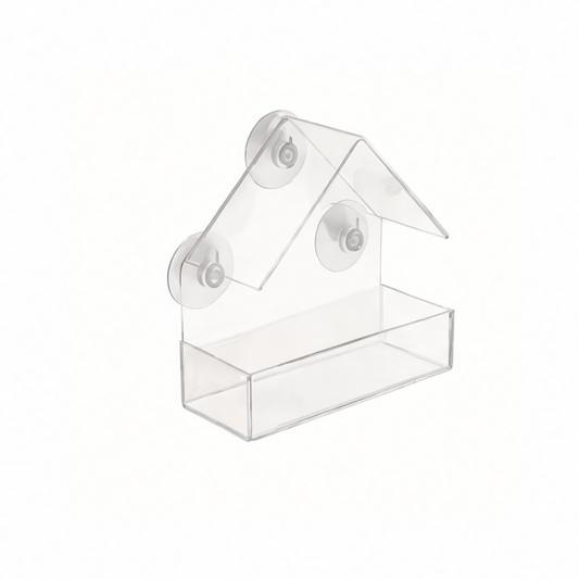 JupiGlow Window Bird Feeder, Transparent Tray with 3 Suction Cups, Reusable Outdoor Birdwatching Feeder for Home Windows