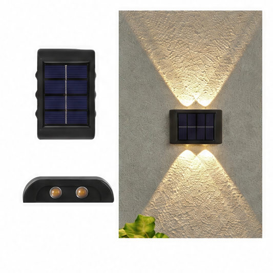 JupiGlow Solar LED Wall Security Light, IP65 Waterproof, Dusk-to-Dawn Sensor, Up-and-Down Lighting for Garden, Yard and Patio