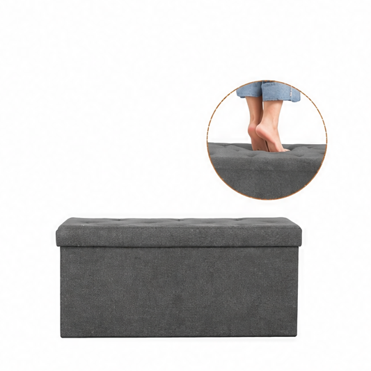 JupiGlow Storage Ottoman Footstool, Foldable Living Room Bench with Hidden Storage, Easy Assembly, Plastic Frame, Small or Big
