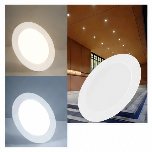 JupiGlow Ultra-Thin LED Recessed Ceiling Light, Round Plastic Panel, 220 V AC, Cold White, 5–25 W Options for Indoor Rooms