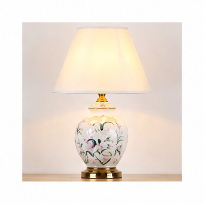 JupiGlow Ceramic Base Bedside Table Lamp, Included Bulb, Contemporary Design, Style A or B, US, UK, EU and AU Plug Options
