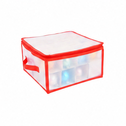 JupiGlow Christmas Ornament Storage Box, Waterproof PVC 4-Tier Square Organizer with 32 or 64 Divided Compartments