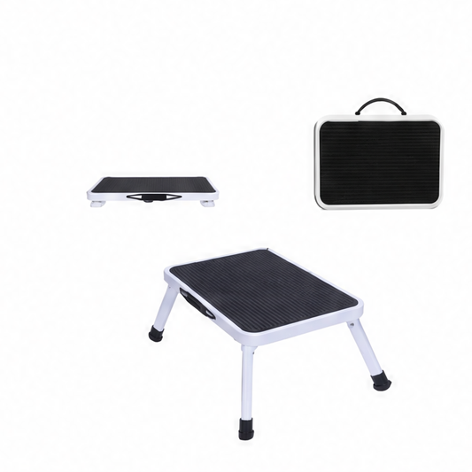 JupiGlow Folding Step Ladder Stool, One-Step Metal Platform with Non-Slip Feet, 330 lb Capacity, Carry Handle for Home and RV