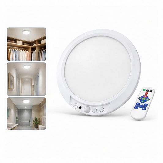 JupiGlow Rechargeable Motion Sensor Ceiling Light, Remote Control, 10 Brightness Levels, 3 Color Temperatures for Hallway and Patio