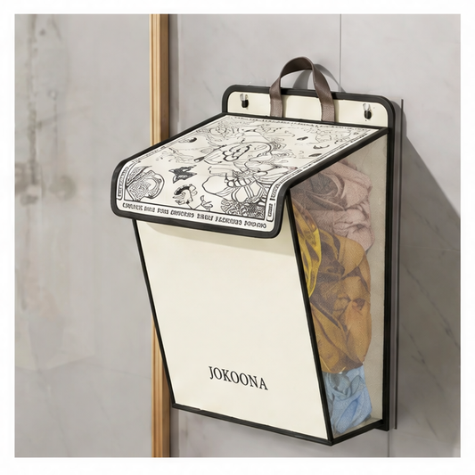 JupiGlow Collapsible Clothes Hamper, Wall-Mounted Waterproof Canvas Laundry Storage Bag in Large or Extra-Large Size for Bathroom and Dorm