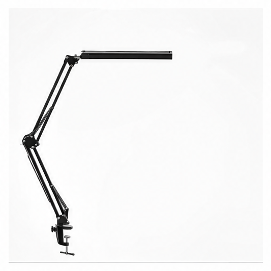 JupiGlow LED Clamp Desk Lamp, 10W Swing Arm Light, Dimmable with 10 Brightness Levels and 3 Lighting Modes, 5V AC