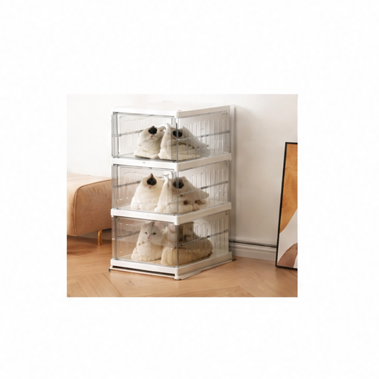 JupiGlow Stackable Shoe Storage Box, Transparent Foldable Plastic Organizer, 1, 3 or 6 Layers for Closets, Bedrooms and Entryways