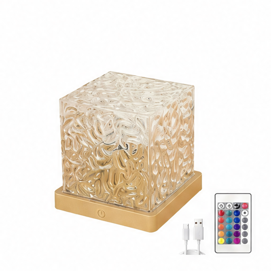 JupiGlow Rechargeable RGB Table Lamp, Ocean Wave Water Ripple Projection, 16 Colors, Remote Control, USB 5V Night Light