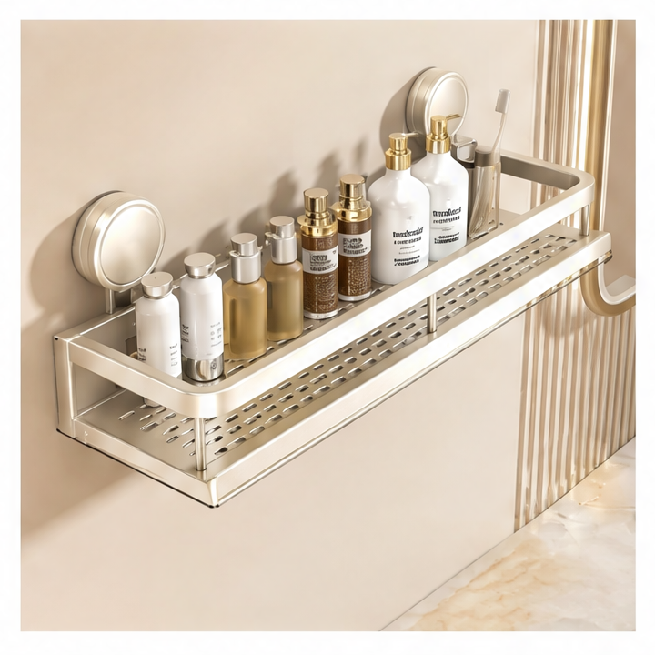 JupiGlow Adhesive Shower Caddy, Aluminum Bathroom Wall Rack in 30cm, 40cm or 50cm White Options for Everyday Storage