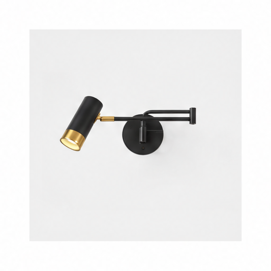 JupiGlow Modern Plug-In Swing Arm Wall Sconce, Rotating Folding LED, AC Powered, Warm White, Black or White for Bedroom