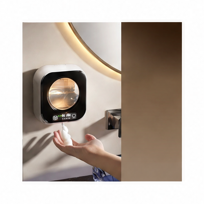 JupiGlow Wall-Mounted Automatic Soap Dispenser, Rechargeable Touchless Sensor Pump, 3 Foam Levels, Digital Display, IPX6