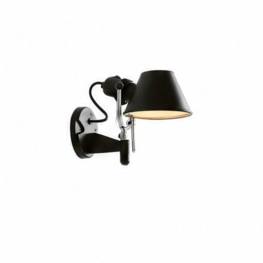JupiGlow E27 Swing Arm Wall Lamp, Rotatable Adjustable Long Arm, Knob Switch, Energy-Saving Light, Black or Silver for Bedroom and Study