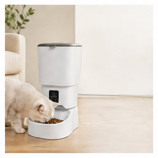 JupiGlow 4L Automatic Pet Feeder with Plastic Bowl, USB Type-C Option for Cats and Small Dogs, Home Feeding Station