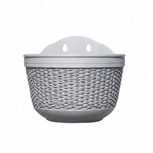 JupiGlow Imitation Rattan Wall Hanging Planter, Plastic Balcony Flower Pot Basket for Courtyard Garden and Home Décor