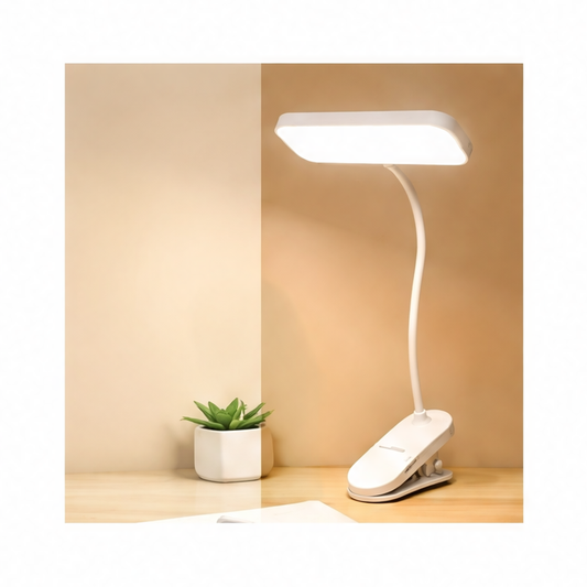 JupiGlow Rechargeable Table Lamp, Clip-On Dimmable LED Desk Light with Touch Control, 5V USB Charging for Study and Bedroom