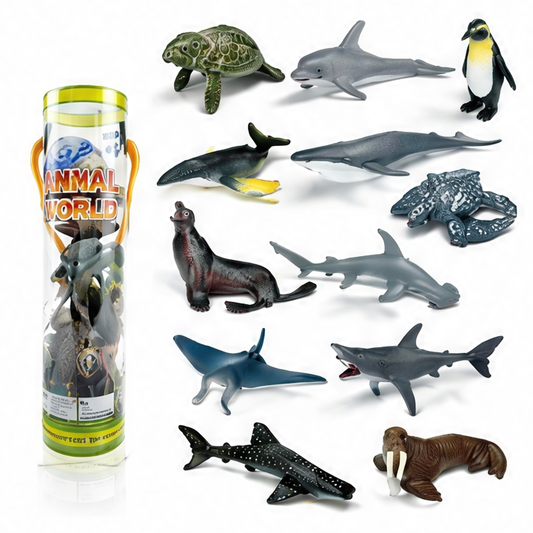 JupiGlow Miniature Animal Decorative Figurine Model Set, PVC Display Pieces in A, B, C, D, E, F, G or H Set Options