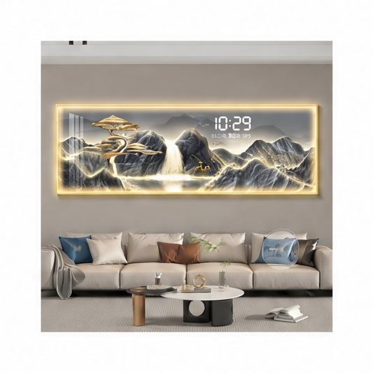 JupiGlow Modern Wall Clock with Aluminum Alloy Frame, Mute Loudspeaker Feature, 30x90 to 50x150 cm Sheet Sizes