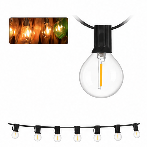 JupiGlow Outdoor LED Patio String Lights, Waterproof G40 Globe Bulbs, Dimmable Warm 2700K Lighting, EU Plug, 7–30M Options
