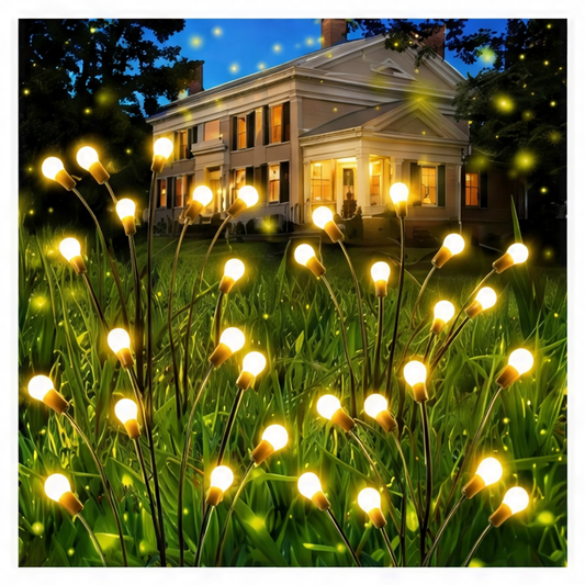 JupiGlow Solar Firefly Garden Lights, 2-Pack 16-LED Warm White Swaying Decorative Lights for Patio, Pathway, Yard and Holiday Displays