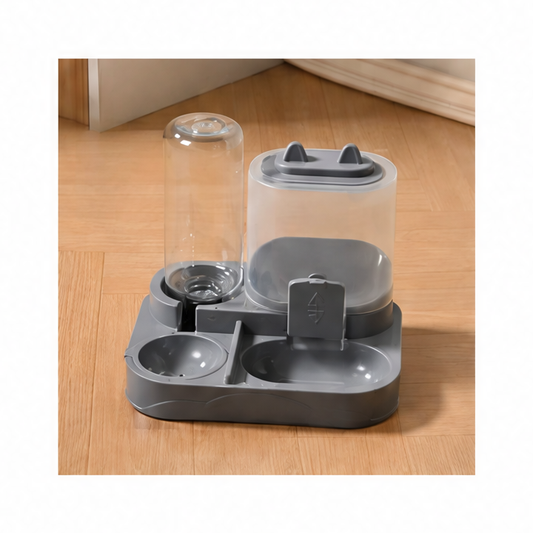 JupiGlow 2-in-1 Automatic Pet Feeder and Water Dispenser, Durable Plastic Cat and Dog Bowl with Dry-Wet Separation