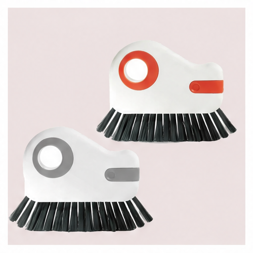 JupiGlow 2-in-1 Groove Cleaning Brush, Hard PET Bristles with Built-In Scraper and Dustpan for Window and Shower Tracks