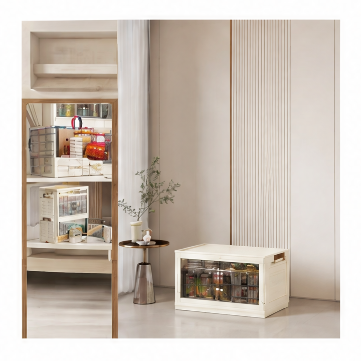 JupiGlow Foldable Cabinet Organizer, Dustproof PP Plastic Storage Cabinet with 1–6 Layers, 45–75cm Options and Wheel Choice