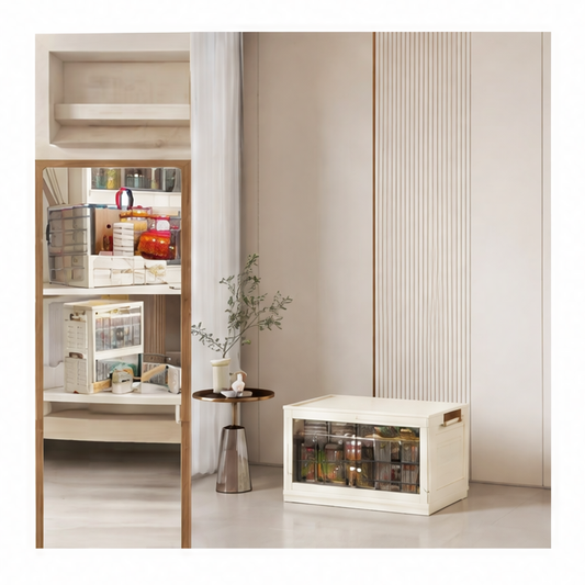 JupiGlow Foldable Cabinet Organizer, Dustproof PP Plastic Storage Cabinet with 1–6 Layers, 45–75cm Options and Wheel Choice