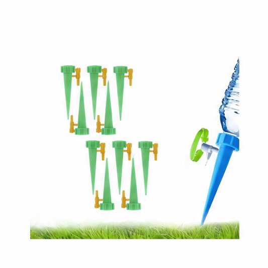 JupiGlow Self-Watering Planter Insert, Adjustable Drip Irrigation Spike, Plastic Plant Watering Device, 10, 30 or 50 Piece Options