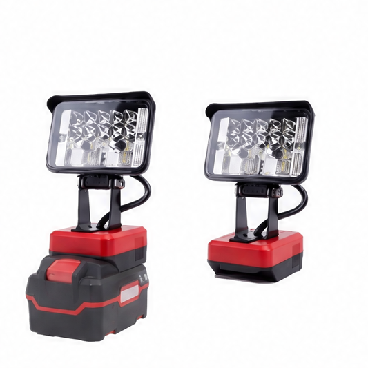 JupiGlow 2400LM Rechargeable LED Work Light, Adjustable Head, USB Output, 6200K Cool White, 14.4–20V Battery Compatible