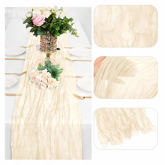 JupiGlow Solid Polyester Cheesecloth Table Runner, Gauze Rustic Sheer Decor in 90x180cm or 90x300cm for Weddings and Showers